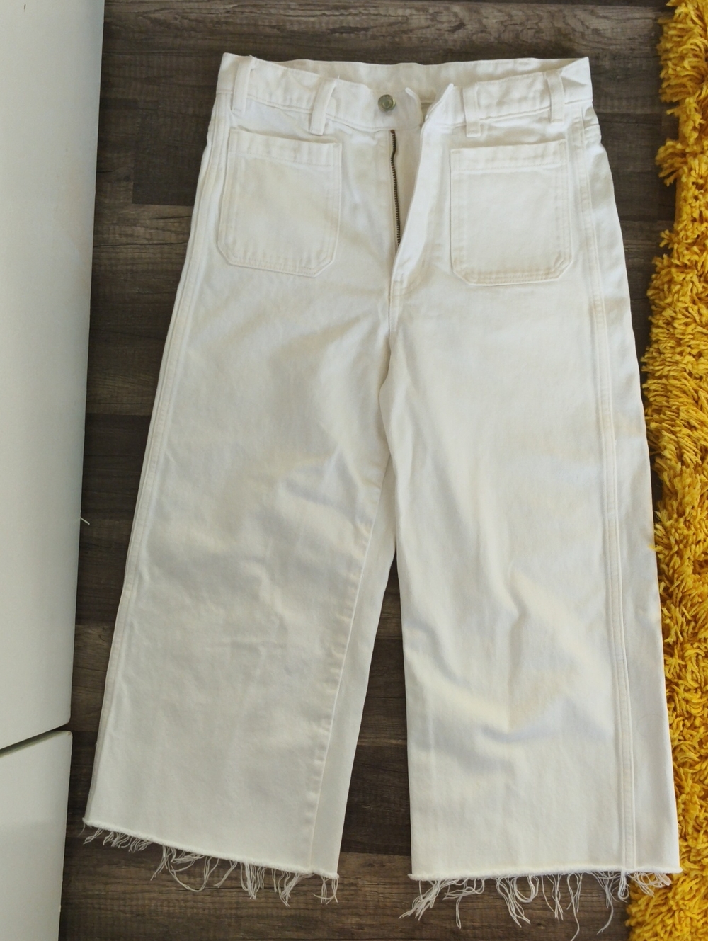 Arket White Wide-Leg Crop Chinos with Raw Hem